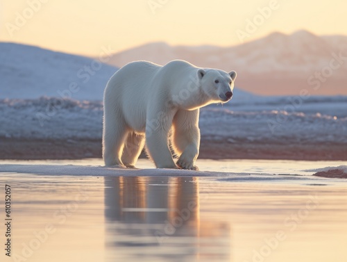 Polar Bear in the arctic habitat Generative AI