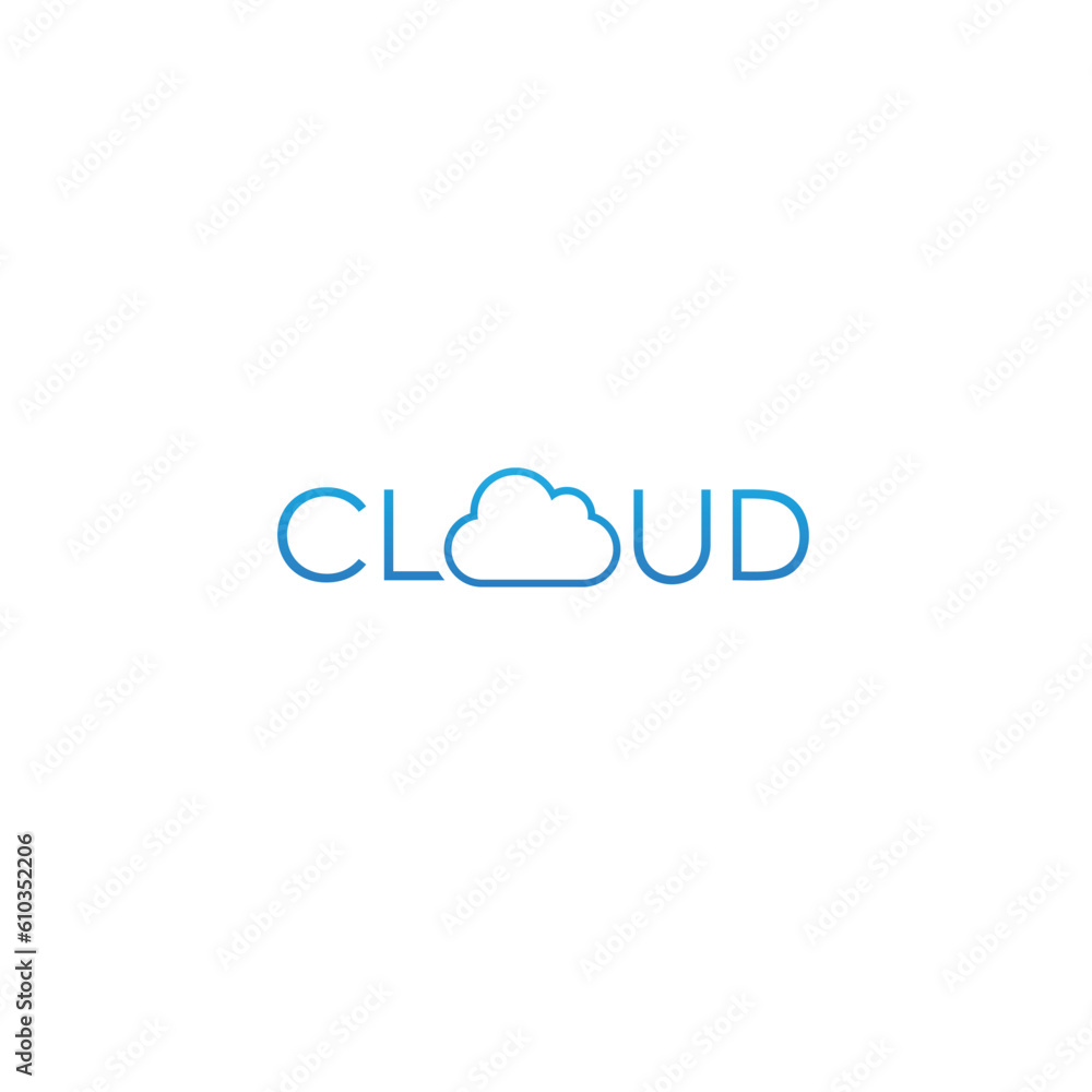 CLOUD Wordmark Logo - letter O becomes cloud symbol. CLOUD Wordmark Logo - letter O becomes cloud symbol.
