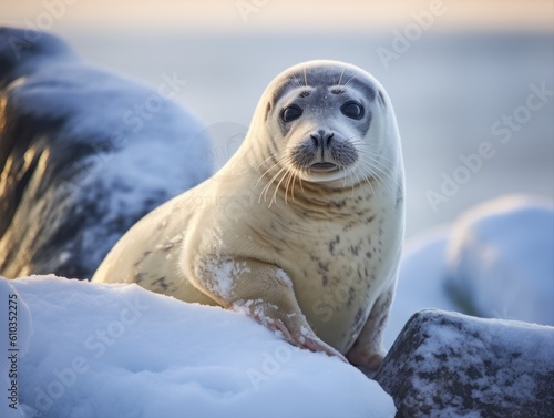 Seal in the arctic habitat Generative AI © goodies