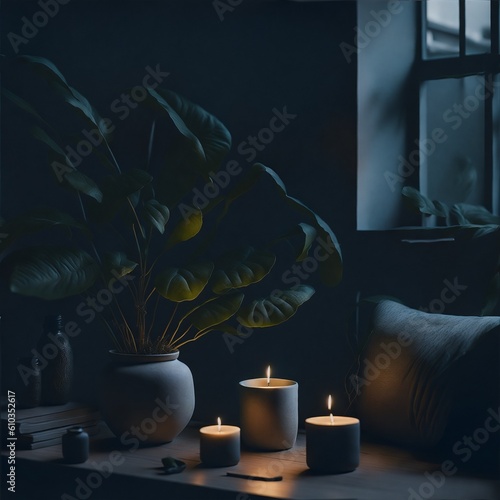 cozy corner with candles (ID: 610352617)