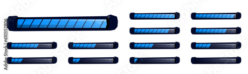 Stylized Liquid Progress Bar Transparent PNG Video Game App HUD UI Item Vector Icon Sprite Template Set