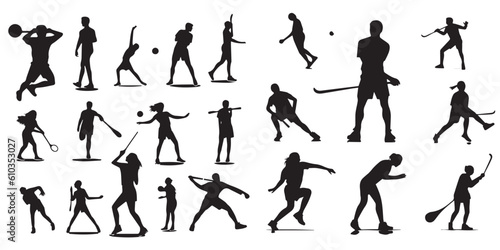  A set of player silhouette vector illustration