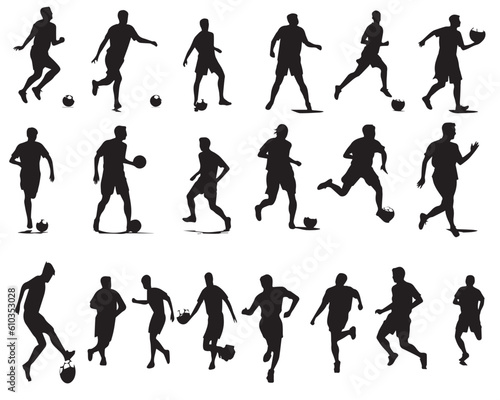 A set of silhouette football player vector illustration 