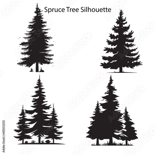 A set of spruce silhouette vector illustration