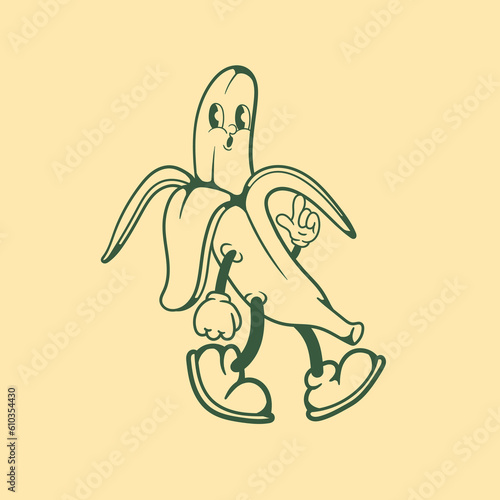 Vintage character design of a banana