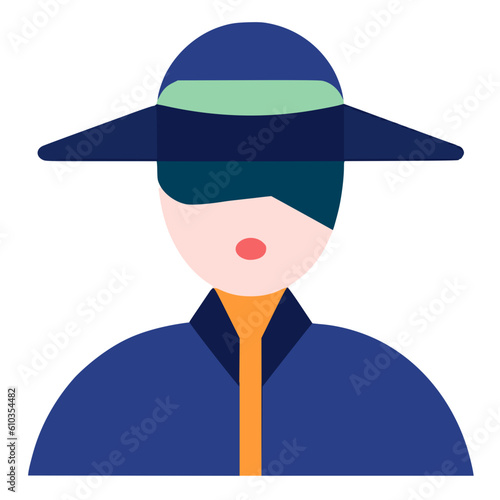 hat wearing person with face shade illustration