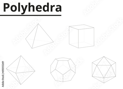 Structure of different polyhedra. Geometry.