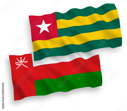 Flags of Togolese Republic and Sultanate of Oman on a white background