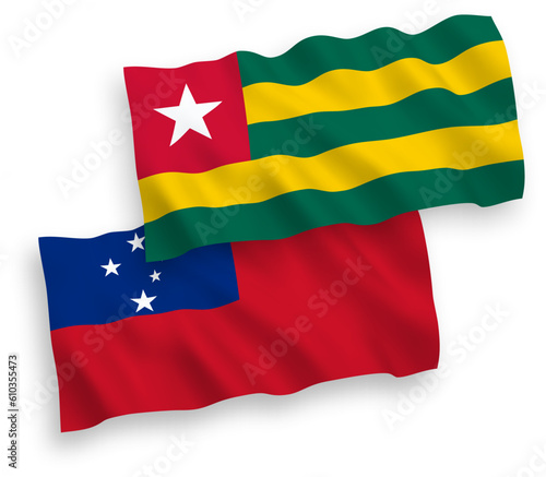 Flags of Togolese Republic and Independent State of Samoa on a white background