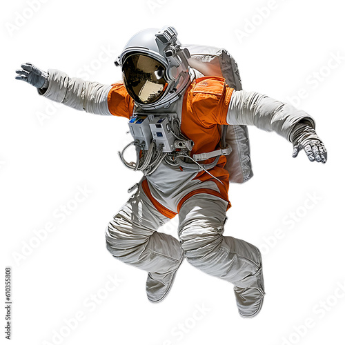 Astronaut in spacesuit floating in outer space isolated on transparent backgroun Fototapet