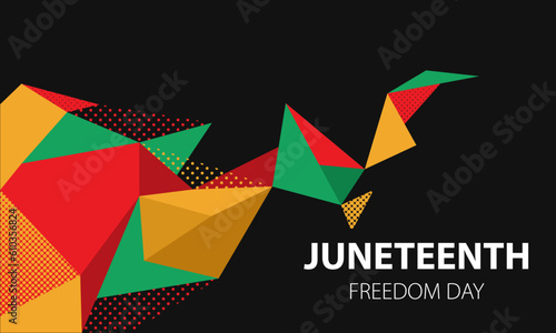 Juneteenth Independence Day. Freedom or Emancipation Day. The American holiday is celebrated on June 19. African-American history and heritage. Poster, greeting card, banner, and background. Vector