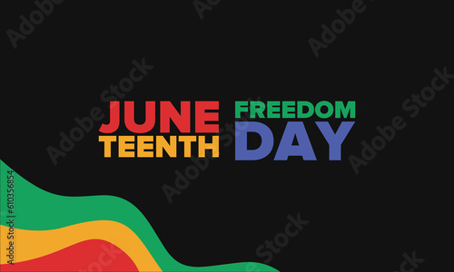 Juneteenth Independence Day. Freedom or Emancipation Day. The American holiday is celebrated on June 19. African-American history and heritage. Poster, greeting card, banner, and background. Vector