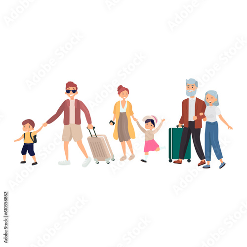 Big family trip flat icon. Colored vector element from airport collection. Creative Big family trip icon for web design, templates and infographics.