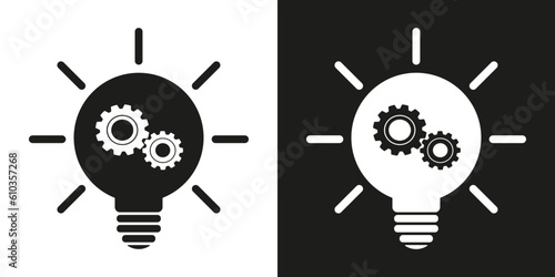 bulb lamp idea sign with gear vector design