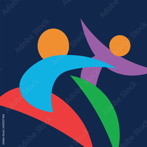 two men fight flat symbolic image