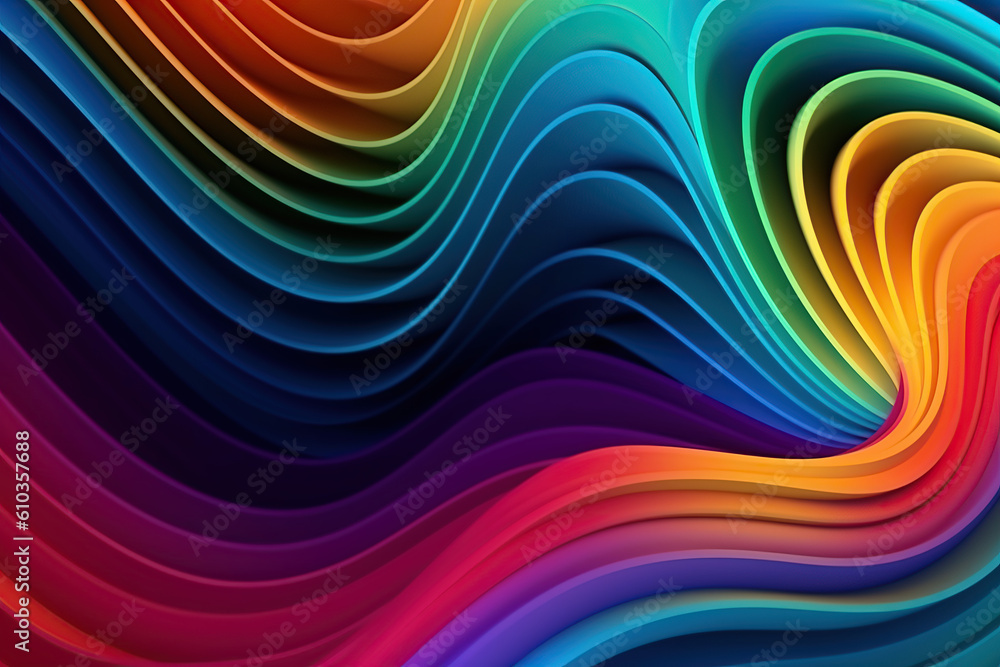 Fototapeta premium Abstract background with 3D Wave Rainbow Gradient, created with Generative AI