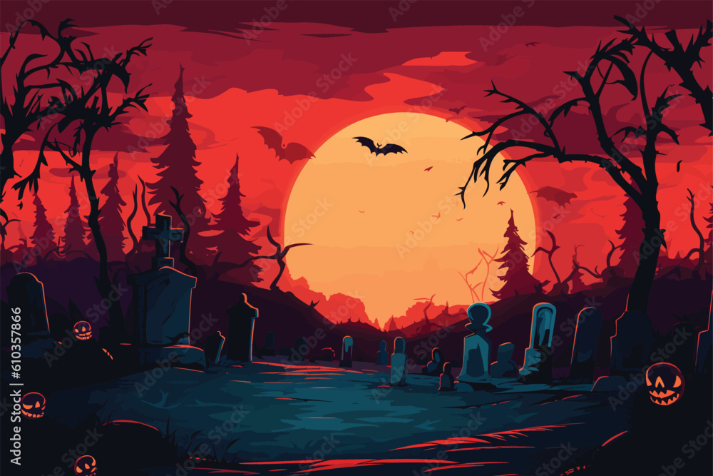 Ethereal Halloween Delights: Modern Abstract Vector Art for Spooky Poster and Banner Designs