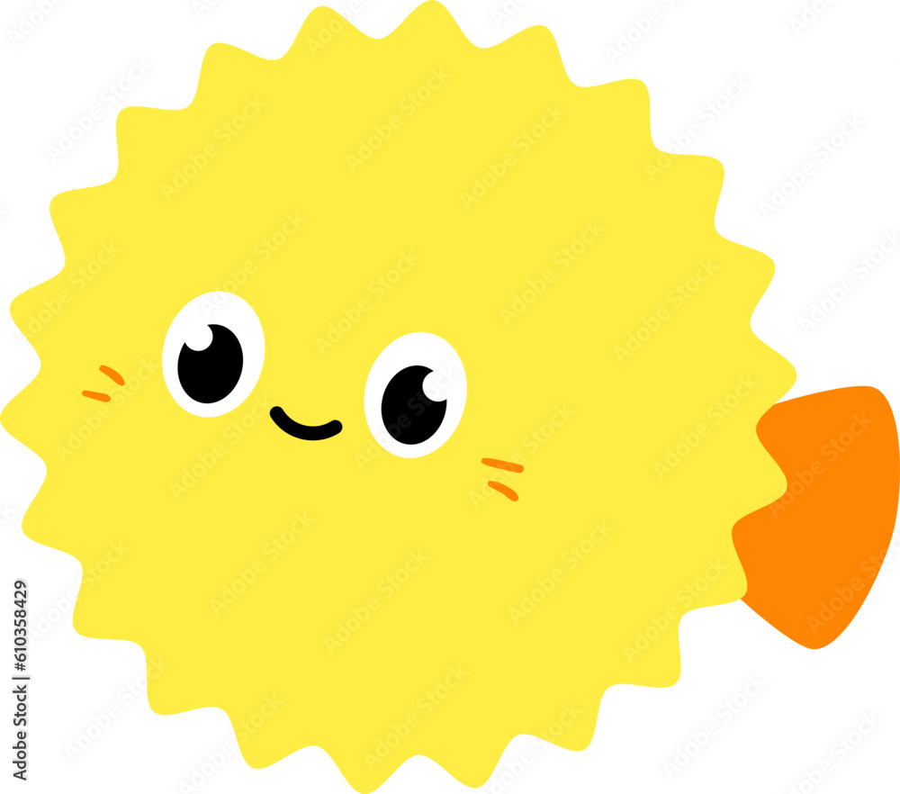 Cute cartoon puffer fish under the sea animals Cute cartoon puffer fish under the sea animals