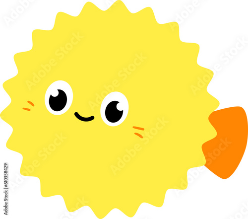Cute cartoon puffer fish under the sea animals