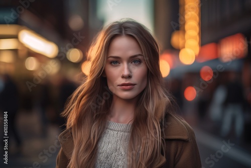 AI generated non existing beuatiful woman in the city