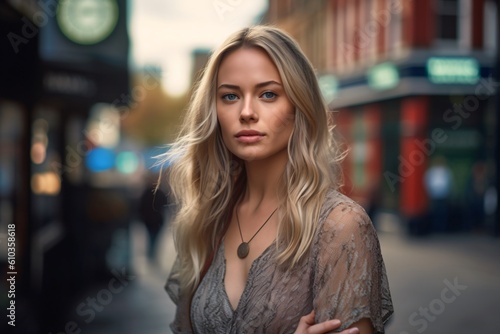AI generated non existing beuatiful woman in the city