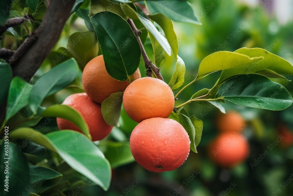 grapefruit tree with ripe grapefruits hanging from its branches amidst green leaves grapefruit tree with ripe grapefruits hanging from its branches amidst green leaves