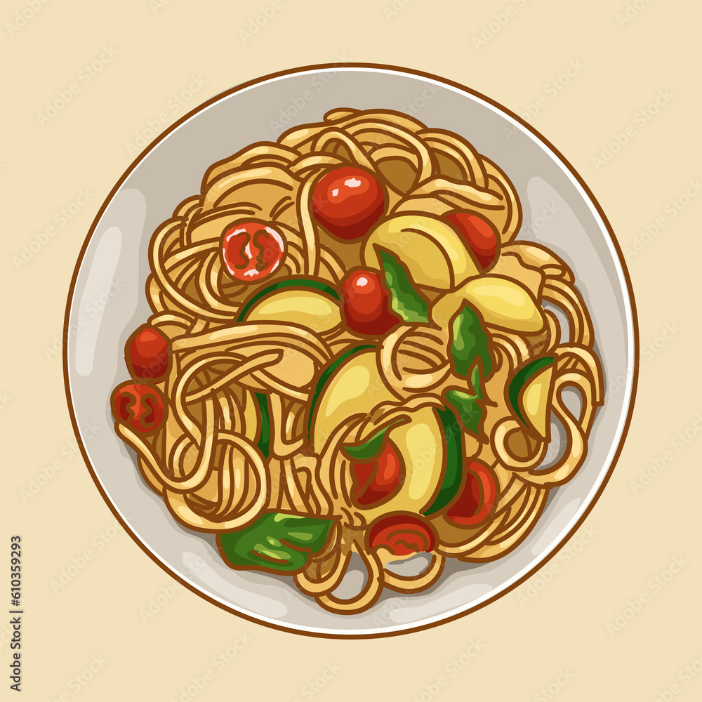Pasta Primavera. Popular American pasta dishes. Pasta Primavera. Popular American pasta dishes.