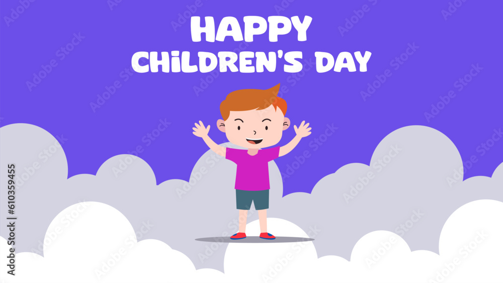 Happy children's day design with kid mascot Happy children's day design with kid mascot