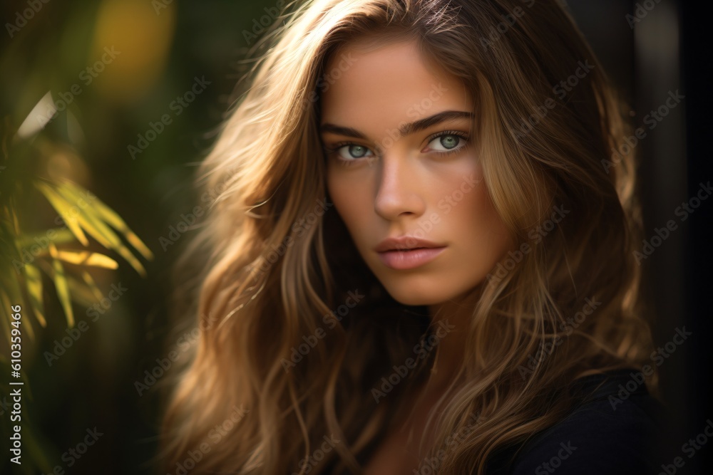 A beautiful AI generated non existing woman in a park A beautiful AI generated non existing woman in a park