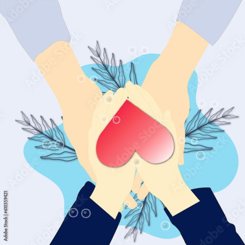 mental illness ilustrasion hands give each other a heart photo