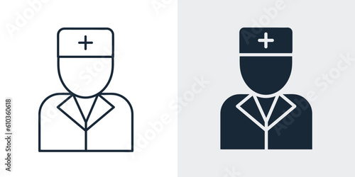 Nurse icon vector in outline style.