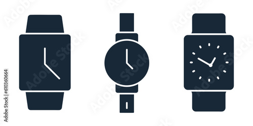 Watch icon vector, watches, digital and automatic hand watches stock illustration