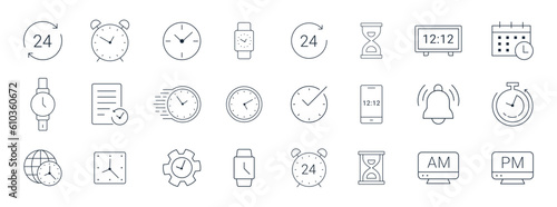 Time and clock icon set, calendar, timer icon illustration