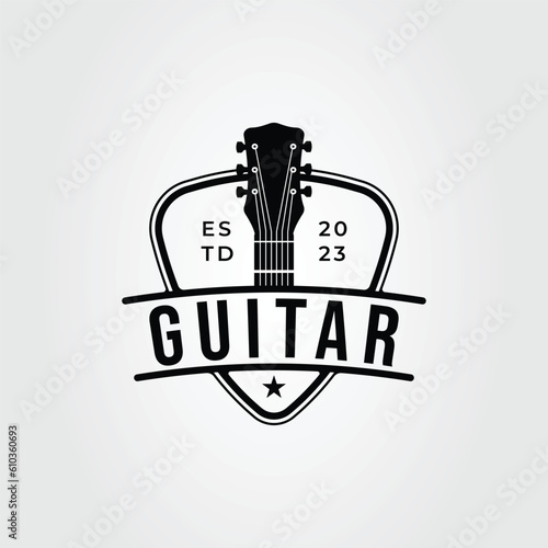 neck guitar logo or music acoustic symbol vector illustration design