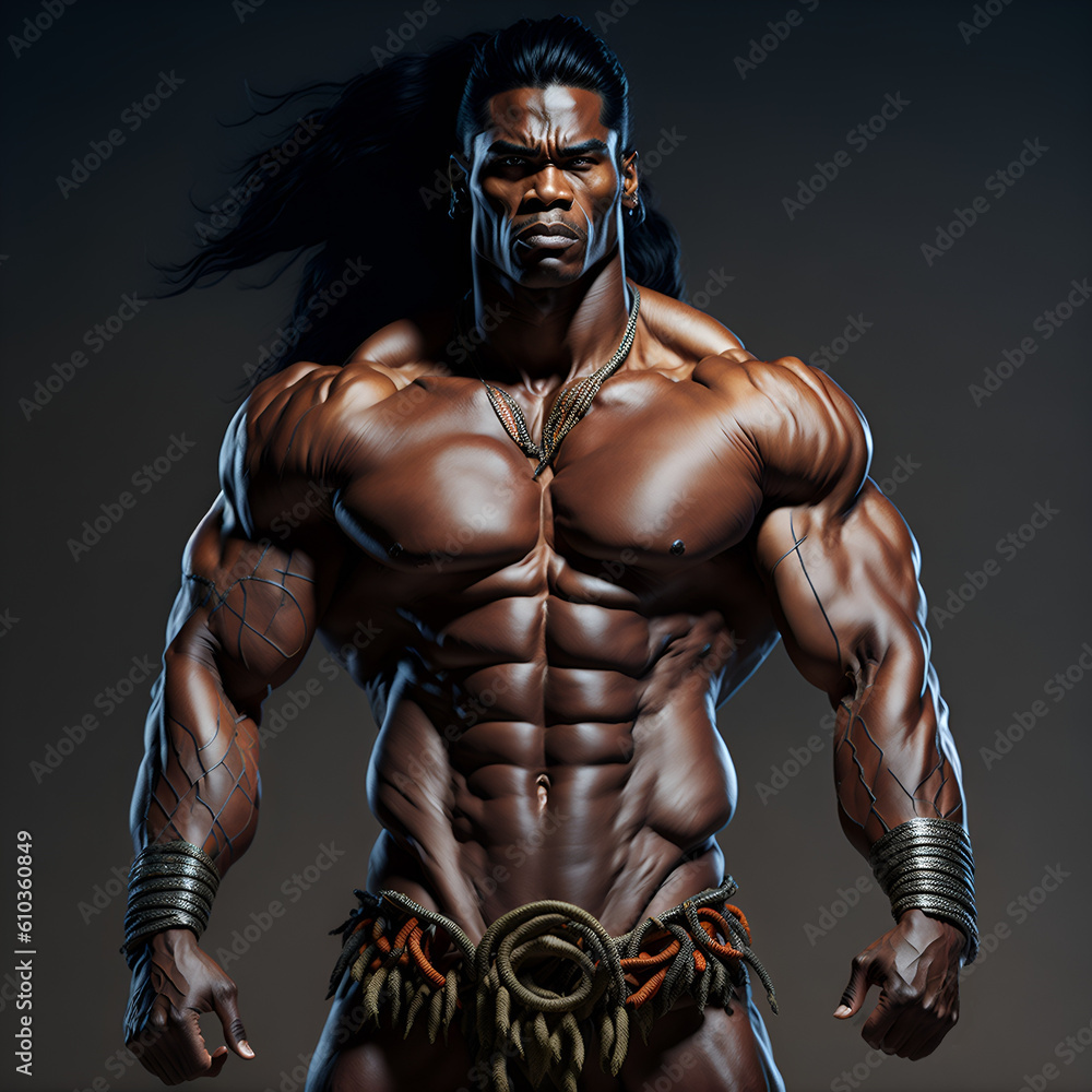 A_muscular_latin american man_heroic_figure_stands_tall