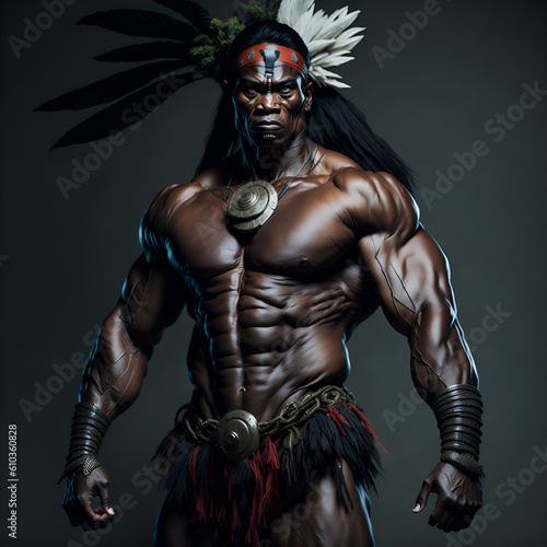 A_muscular_indigenous_man_heroic_figure_stands_tall