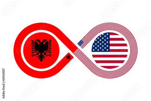 unity concept. albanian and american english language translation icon. vector illustration isolated on white background photo
