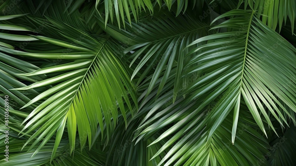fresh green palm leaves background, illustration for product presentation template, copy space. Ai generative fresh green palm leaves background, illustration for product presentation template, copy space. Ai generative
