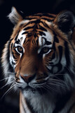 Beautiful bengal tiger on black background. Generative AI