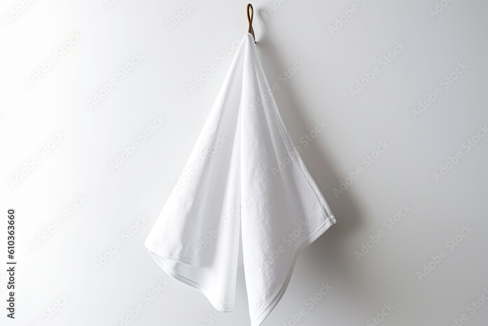 Hanging towel. White cotton Towel Mockup. Generated Ai Hanging towel. White cotton Towel Mockup. Generated Ai