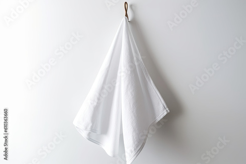 Hanging towel. White cotton Towel Mockup. Generated Ai
