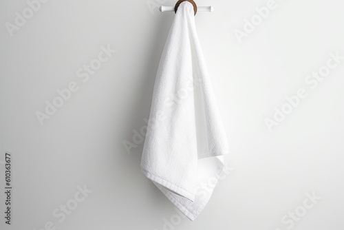 Hanging towel. White cotton Towel Mockup. Generated Ai