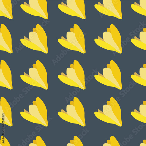 Collection of crocuses and saffrons. A set of spring purple, yellow and white crocuses. Vector illustration of beautiful multicolored flowers