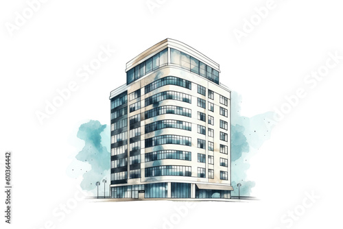 Wallpaper Mural Watercolor modern building architecture city skyscraper isolated on clear png background, architecture office work, business building, with Generative Ai. Torontodigital.ca