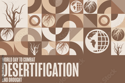 World Day to Combat Desertification and Drought. June 17. Holiday concept. Template for background, banner, card, poster with text inscription. Vector EPS10 illustration.