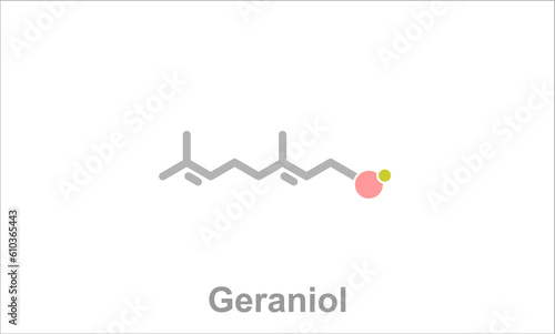Simplified formula icon of geraniol.