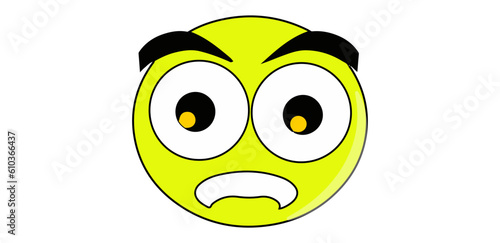 Pensive face Emoji icon flat style. Afraid Emoticon round symbol. Thinking, shy and surprised Face

