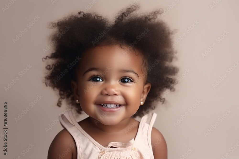 Smiling afro-american baby closeup. Generative AI Smiling afro-american baby closeup. Generative AI
