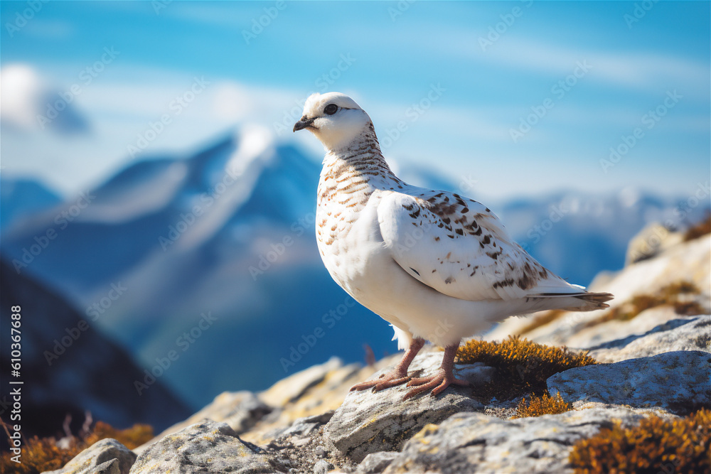 Mountain Rock Ptarmigan in its Natural Habitat, AI Generated Mountain Rock Ptarmigan in its Natural Habitat, AI Generated