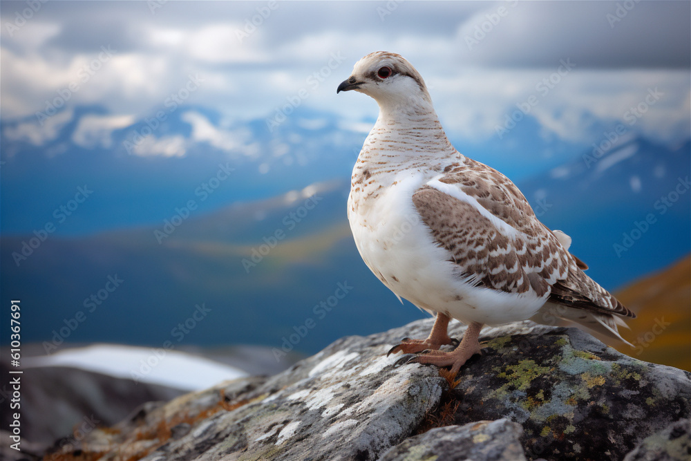 Mountain Rock Ptarmigan in its Natural Habitat, AI Generated Mountain Rock Ptarmigan in its Natural Habitat, AI Generated